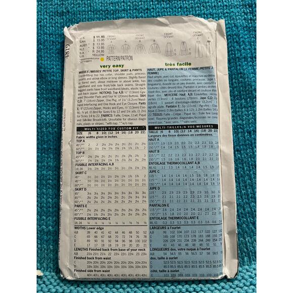 Butterick Sewing pattern 4819 suit top skirt blazer pant size 12 14 16 - Picture 3 of 10